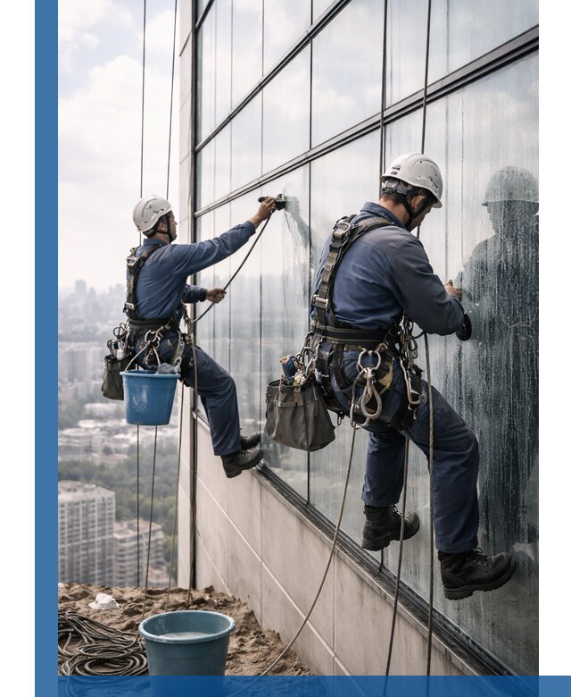 Профессиональная мойка фасадных окон альпинистами в Чебоксарах