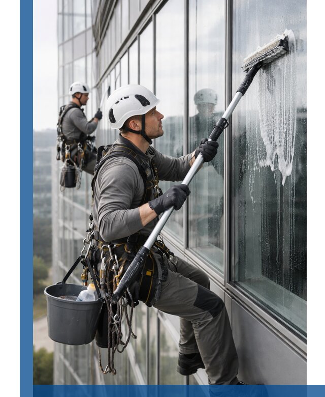 Высотная мойка сплошного остекления с выездом в Чебоксарах