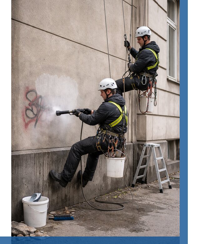 Удаление граффити с фасада в Чебоксарах от 4628 р. | ВЫСОТНИК-Чбк