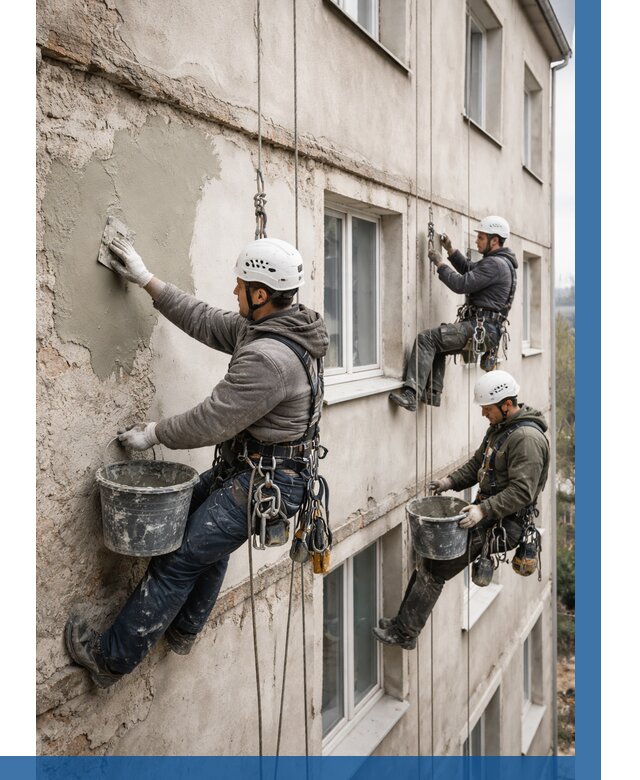 Ремонт штукатурного фасада в Чебоксарах от 771 р. под ключ | ВЫСОТНИК-Чбк