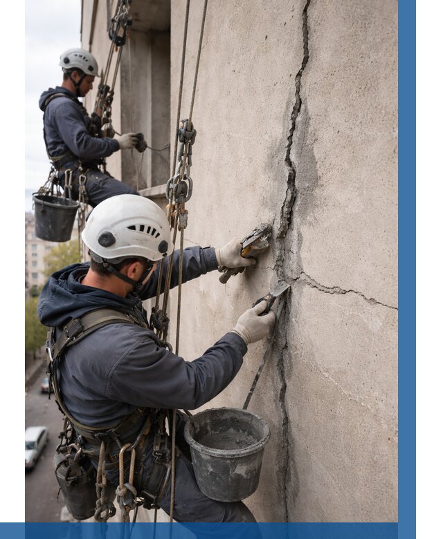 Заделка трещин на фасаде в Чебоксарах от 926 р. | ВЫСОТНИК-Чбк