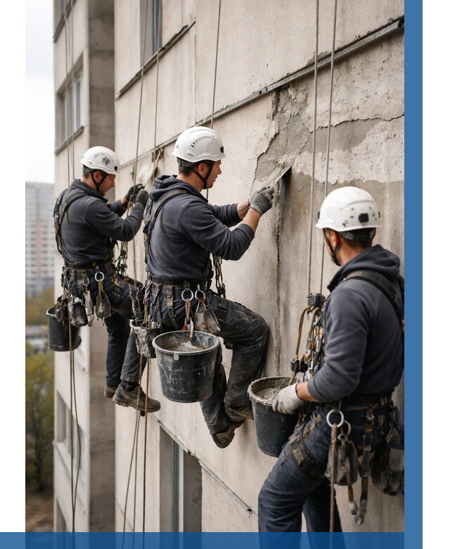 Ремонт бетонных элементов фасада в Чебоксарах от 2571 р. | ВЫСОТНИК-Чбк