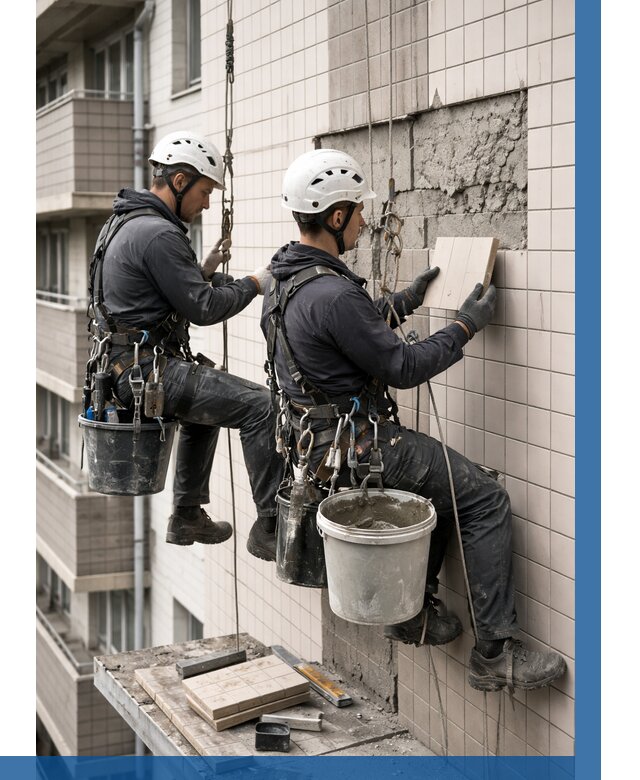 Ремонт облицовки фасада плиткой в Чебоксарах от 1851 р. | ВЫСОТНИК-Чбк