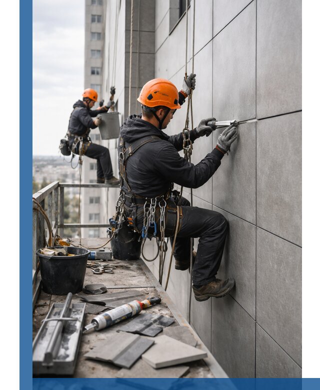 Профессиональный ремонт фасада из керамогранита в Чебоксарах