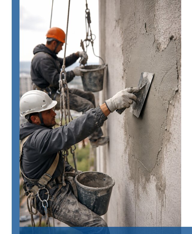 Штукатурка фасада на высоте в Чебоксарах профессиональные работы