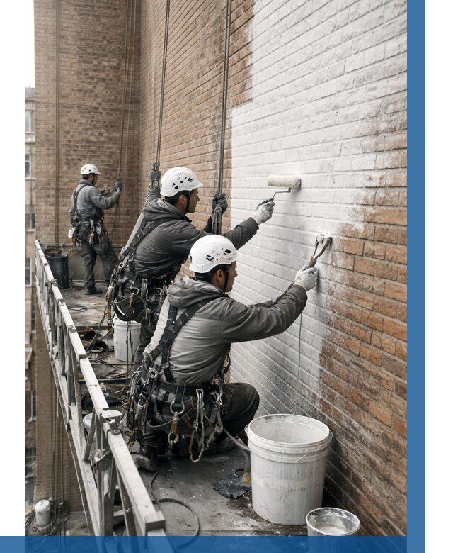 Покраска кирпичного фасада в Чебоксарах от 360 р. | ВЫСОТНИК-Чбк