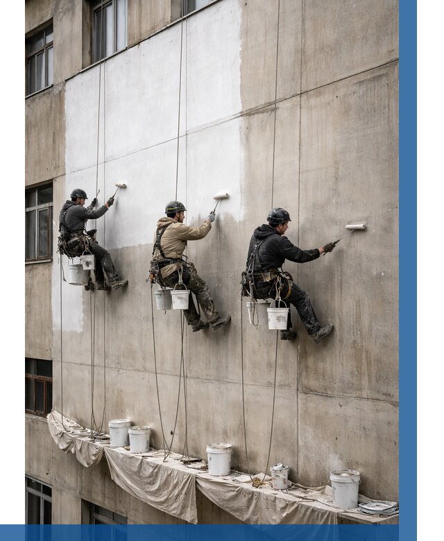 Покраска бетонного фасада в Чебоксарах от 360 р за м2 | ВЫСОТНИК-Чбк