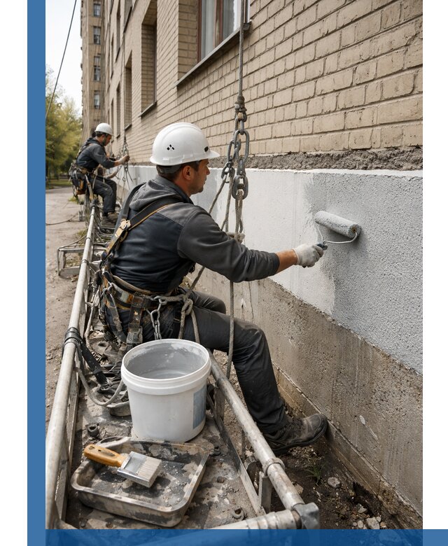 Окраска цоколя здания в Чебоксарах профессионально и надежно