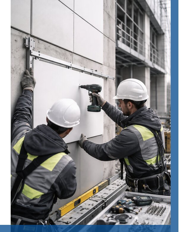 Монтаж композитных панелей фасада в Чебоксарах от 2571 р. | ВЫСОТНИК-Чбк