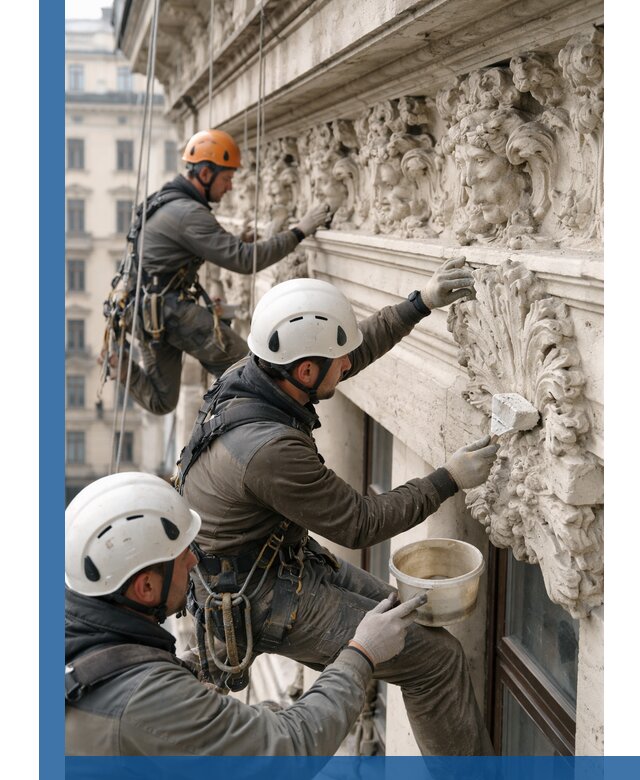 Реставрация фасадной лепнины с высотными работами в Чебоксарах