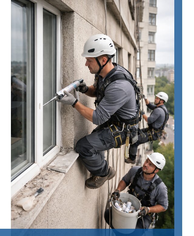 Герметизация оконных швов снаружи в Чебоксарах от 1543 р. | ВЫСОТНИК-Чбк