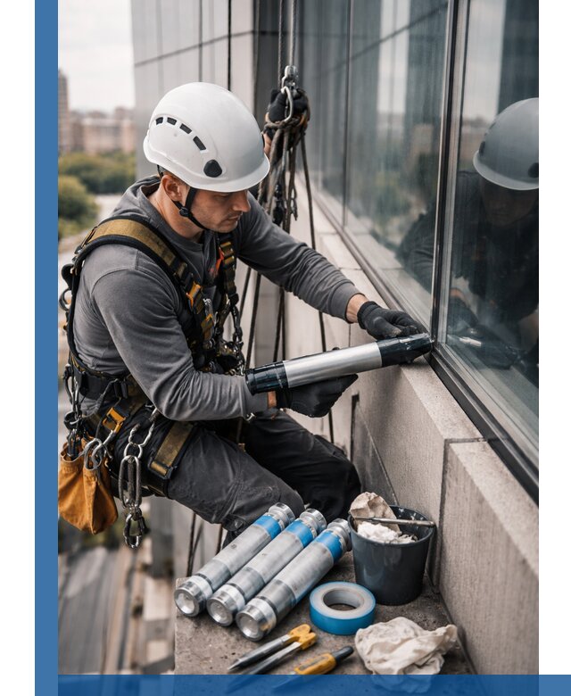 Герметизация стыков витража в Чебоксарах для герметичных фасадов
