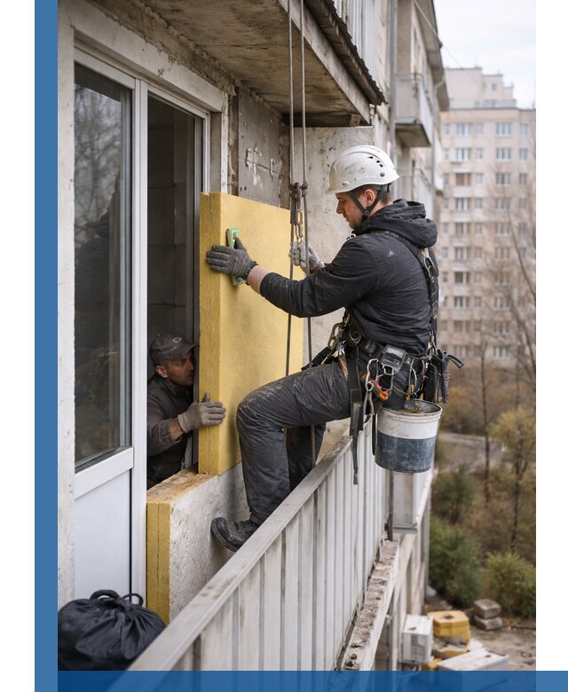 Профессиональное утепление балкона снаружи в Чебоксарах под ключ