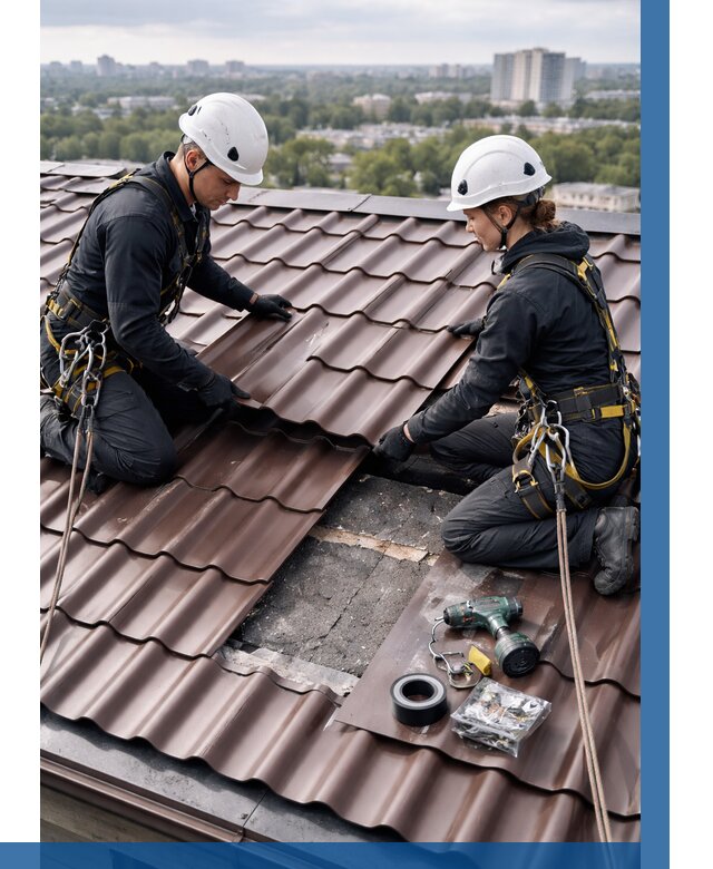 Ремонт металлочерепицы на крыше в Чебоксарах от 926 р. | ВЫСОТНИК-Чбк