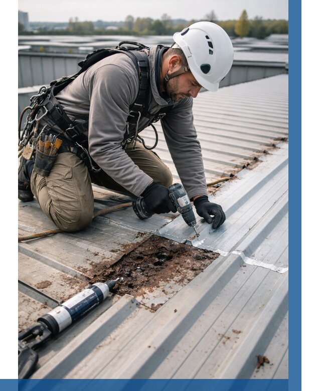 Ремонт профнастила на кровле в Чебоксарах от 720 р. | ВЫСОТНИК-Чбк