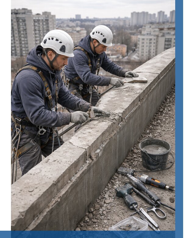 Ремонт парапета на кровле в Чебоксарах от 1543 р. | ВЫСОТНИК-Чбк