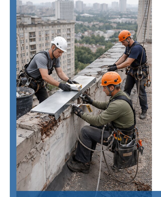 Ремонт парапета на кровле в Чебоксарах, высотные работы с гарантией