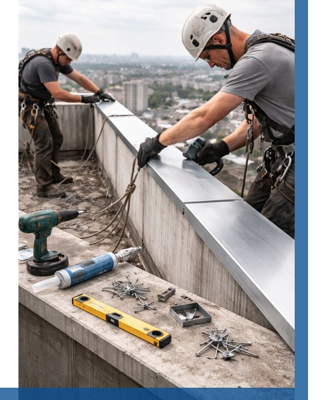 Монтаж парапетных крышек в Чебоксарах от 823 р. | ВЫСОТНИК-Чбк