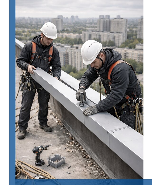 Монтаж парапетных крышек и ограждений кровли в Чебоксарах