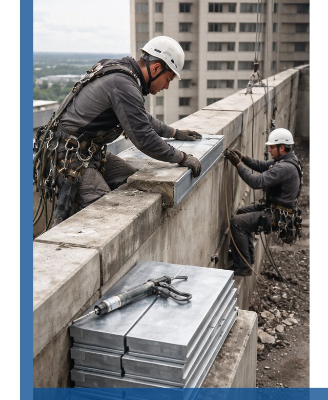 Замена парапетных крышек и установка новых в Чебоксарах