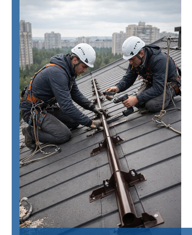 Монтаж снегозадержателей на кровле зданий в Чебоксарах под ключ