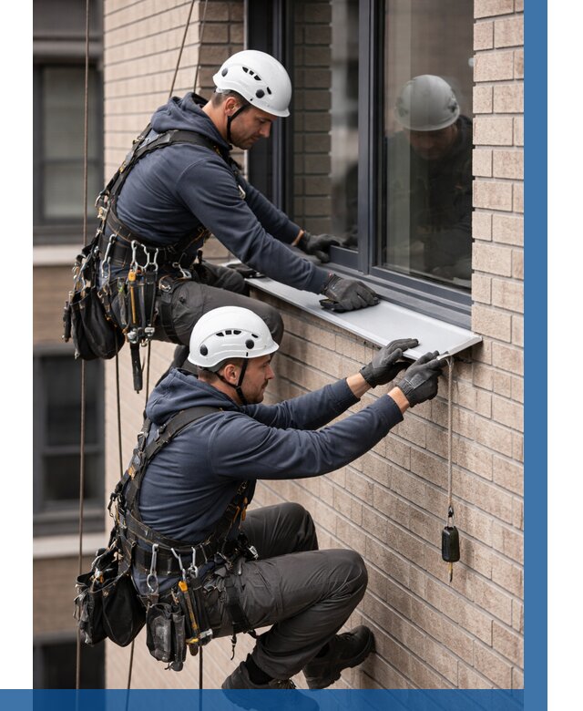 Монтаж оконных отливов под ключ в Чебоксарах от 3599 р. | ВЫСОТНИК-Чбк