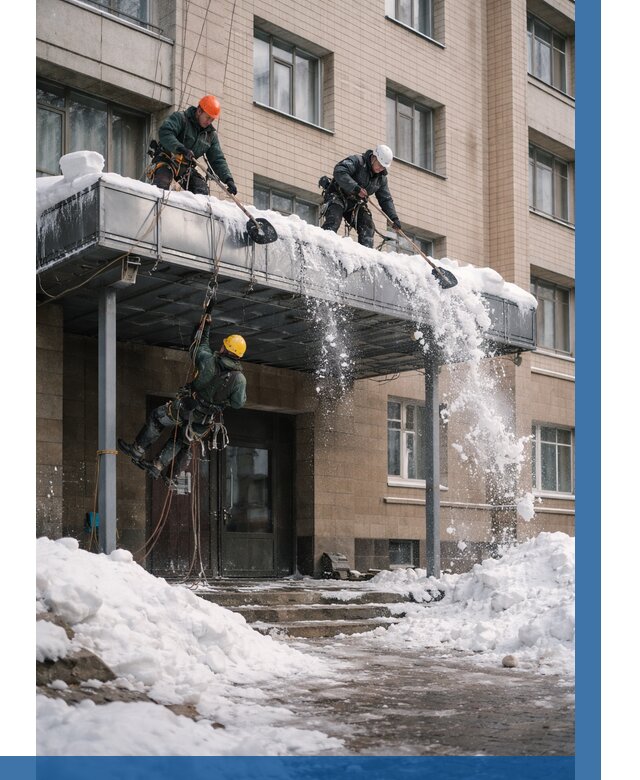 Очистка козырьков от снега в Чебоксарах от 3599 р. | ВЫСОТНИК-Чбк