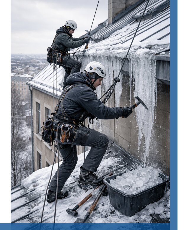 Удаление наледи с кровли в Чебоксарах от 5656 р. | ВЫСОТНИК-Чбк