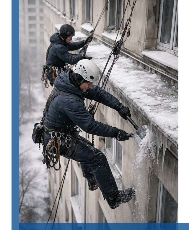 Удаление наледи и сосулек с карнизов в Чебоксарах профессионально
