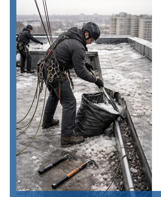 Аварийная очистка кровли в Чебоксарах от промальпинистов