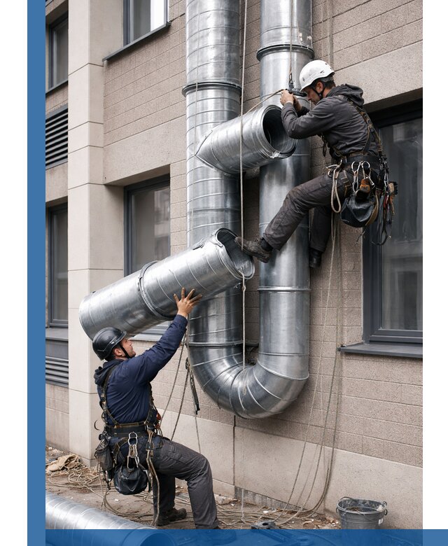 Монтаж фасадных воздуховодов в Чебоксарах с герметизацией и крепежом