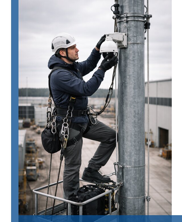 Профессиональная установка видеокамер на мачте в Чебоксарах