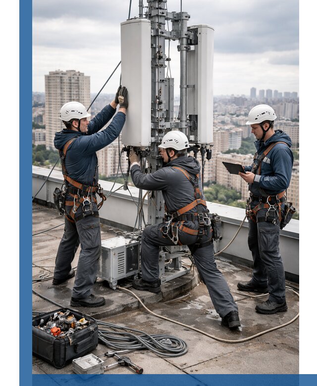 Монтаж антенн связи на крыше в Чебоксарах с вводом в эксплуатацию