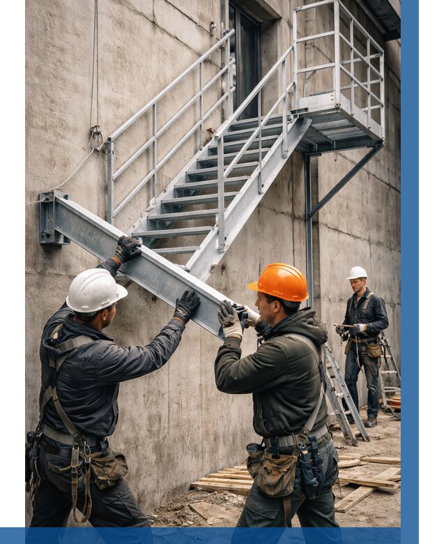 Монтаж металлических лестниц в Чебоксарах от 15426 р. | ВЫСОТНИК-Чбк