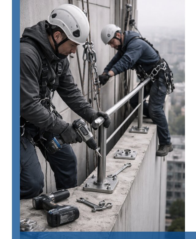 Монтаж перил на высоте в Чебоксарах для жилых и промобъектов