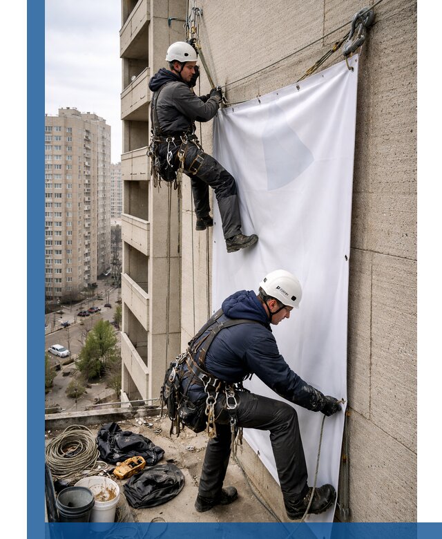 Профессиональный монтаж баннеров на фасаде в Чебоксарах