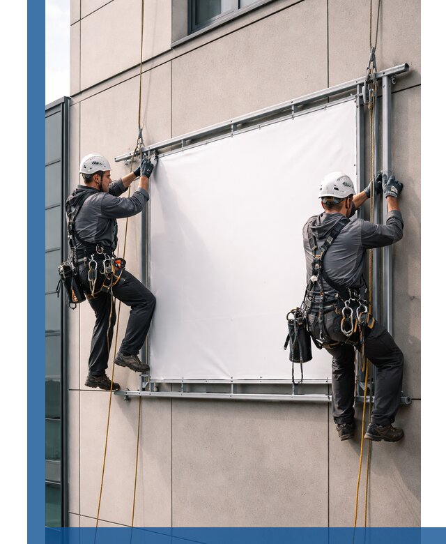 Монтаж наружной рекламной вывески в Чебоксарах под ключ