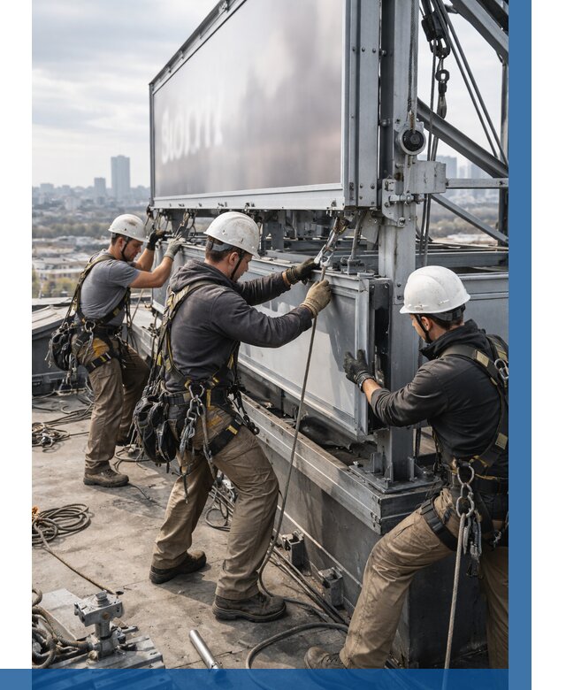 Монтаж крышной рекламной конструкции в Чебоксарах от 61704 р.|ВЫСОТНИК-Чбк