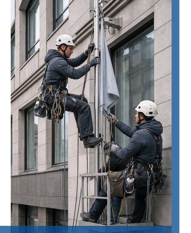 Установка флагов на фасаде в Чебоксарах от 4628 р. | ВЫСОТНИК-Чбк