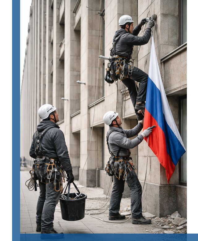 Профессиональная установка флагов на фасаде в Чебоксарах