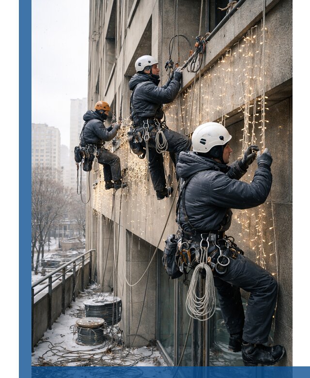 Монтаж новогодней иллюминации и украшение фасадов в Чебоксарах