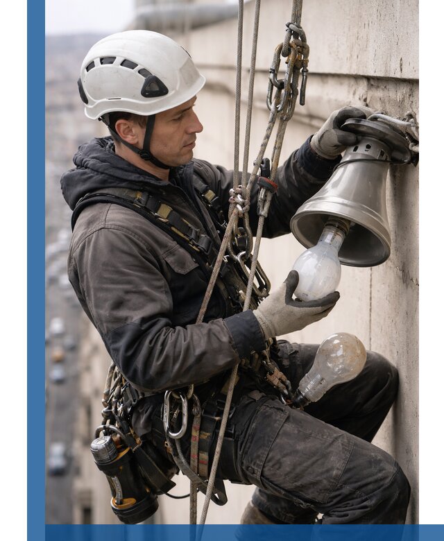 Замена ламп на высоте в Чебоксарах профессионально и быстро