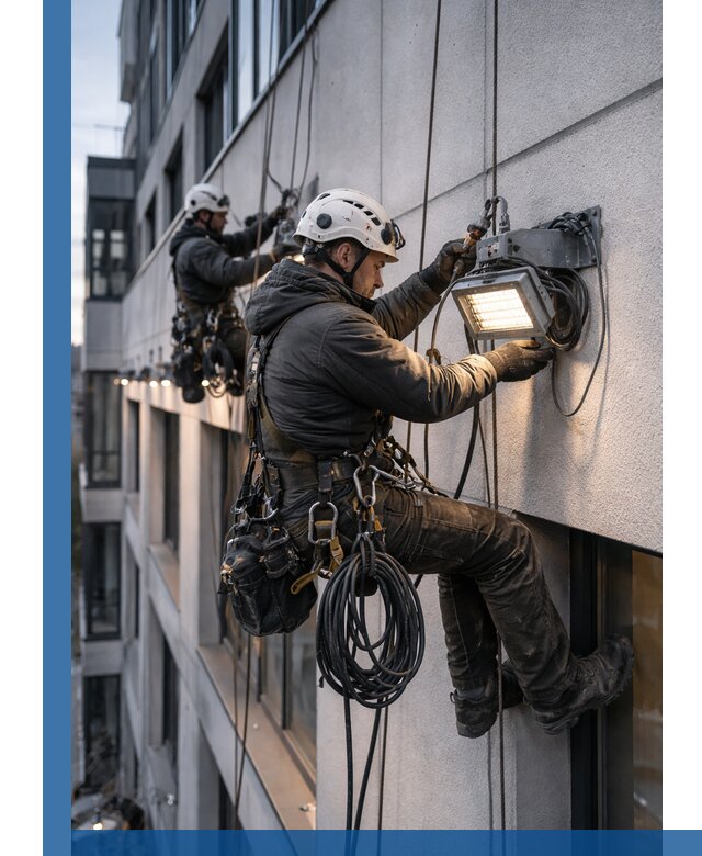 Монтаж фасадного освещения в Чебоксарах установка и подключение