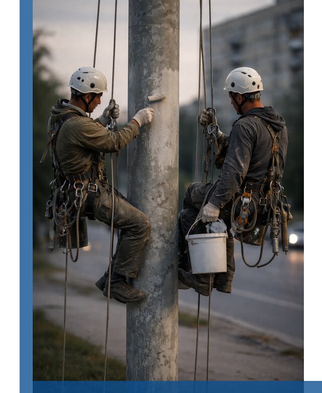 Покраска опор освещения и антикоррозийная защита в Чебоксарах