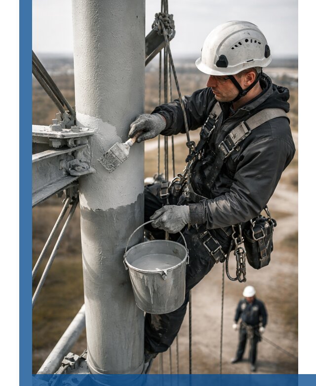 Покраска мачт связи в Чебоксарах промышленными альпинистами