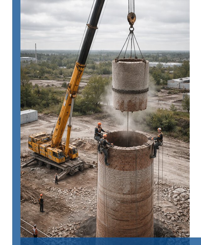 Демонтаж дымовой трубы в Чебоксарах с гарантиями безопасности