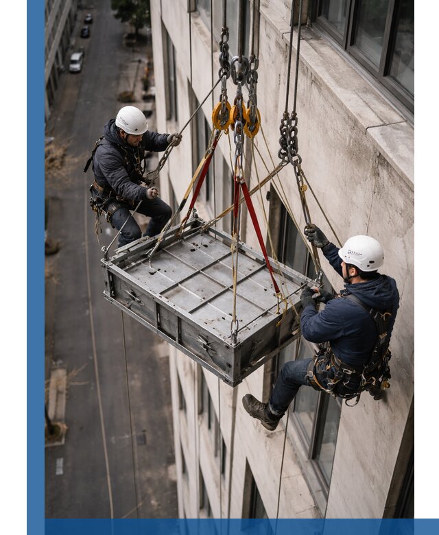 Спуск и подъем грузов по фасаду в Чебоксарах для зданий