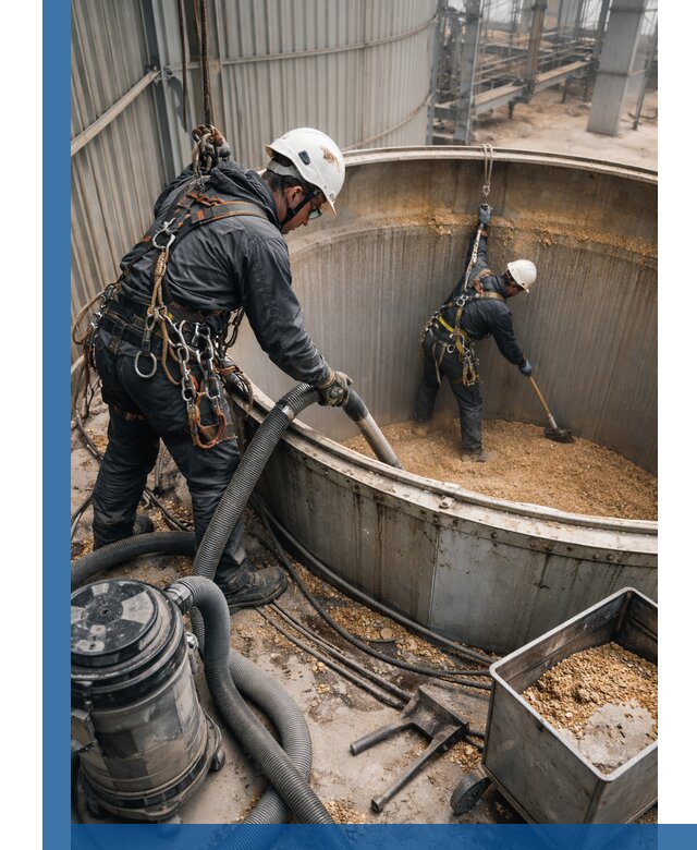 Профессиональная чистка зерновых бункеров в Чебоксарах с выездом