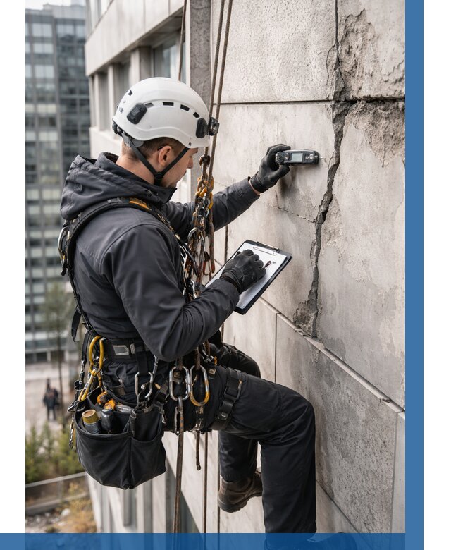 Обследование фасада альпинистами в Чебоксарах от 123 р. | ВЫСОТНИК-Чбк