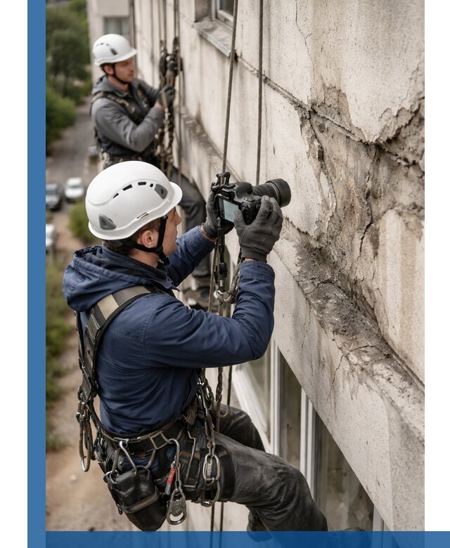 Фотофиксация дефектов фасада с высотной съемкой в Чебоксарах